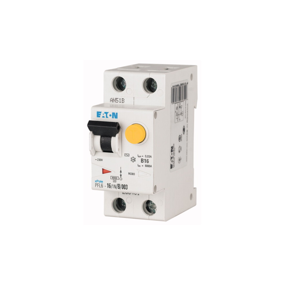 PFL6-16/1N/B/003 112875 Proudový chránič s nadproudovou ochranou,typ AC, 1+N, 6kA, char.B, Idn0.03A, 16A / 112875